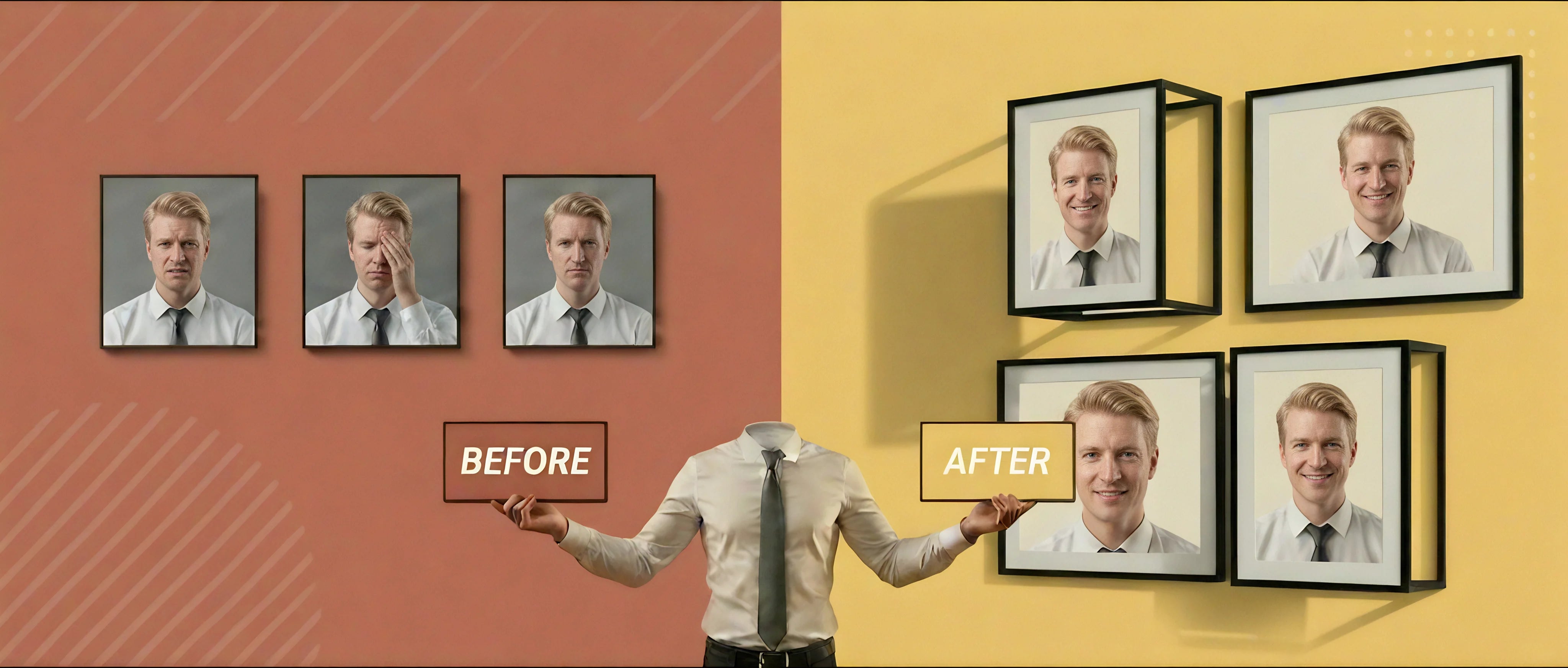 Before and after — flat prints versus Space Frames with depth